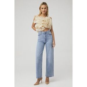 $325 NWOT LAMARQUE Feleta Ruffled Tulle Top Beige Women's Size Large Fairycore